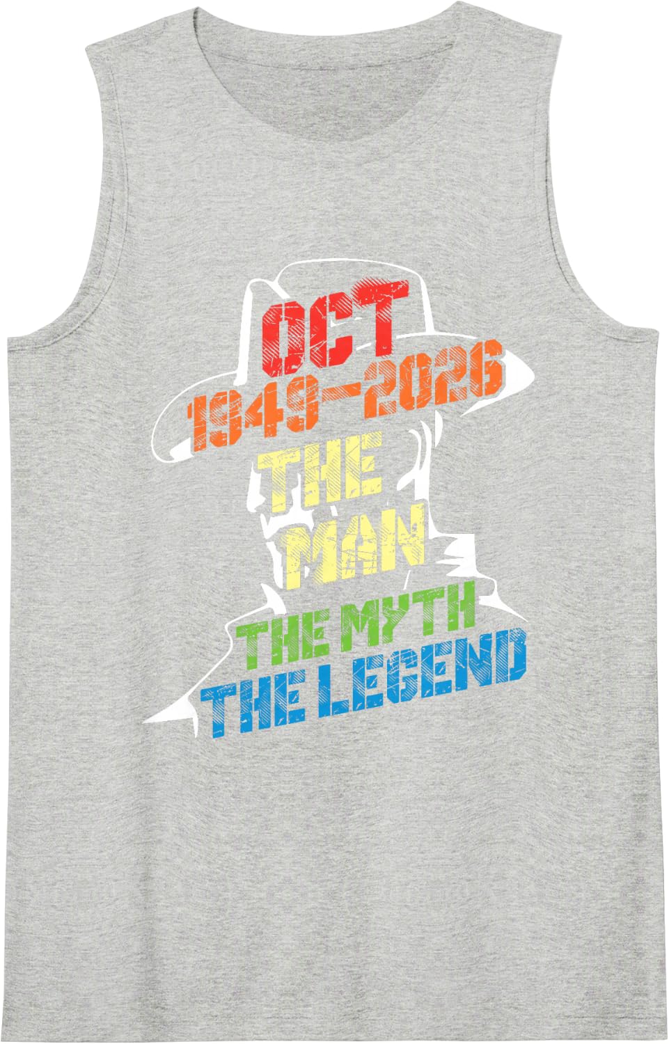 October 1949 2026 The Man The Myth The Legend 77 Years Old Sleeveless Tank Top - Heather Grey