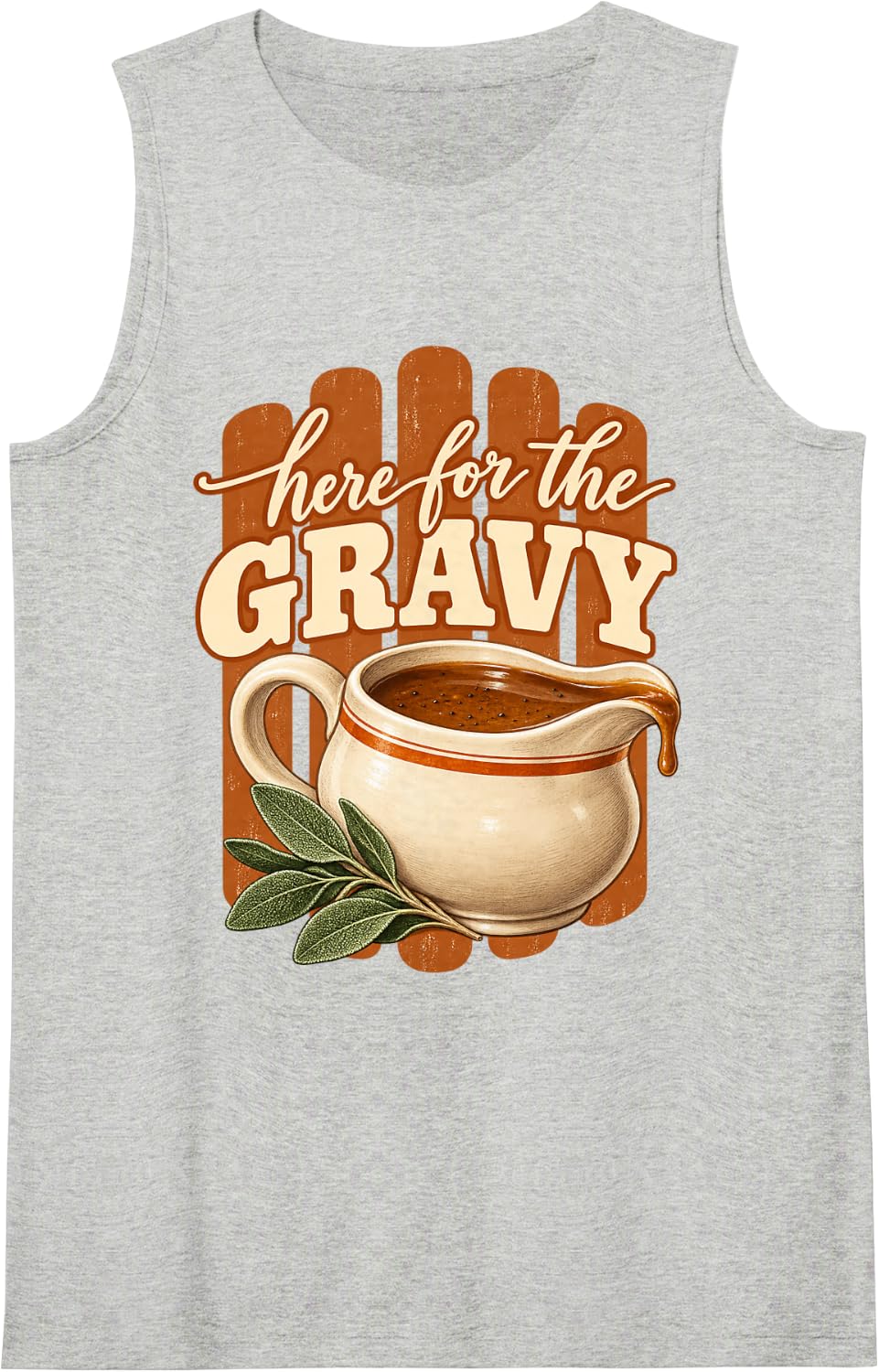 Here for the Gravy Thanksgiving Food Lover Sleeveless Tank Top - Heather Grey