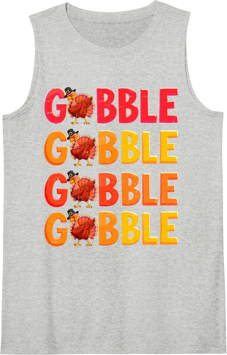 Gobble Gobble Thanksgiving Turkey Day Family Dinner Holiday Sleeveless Tank Top - Heather Grey
