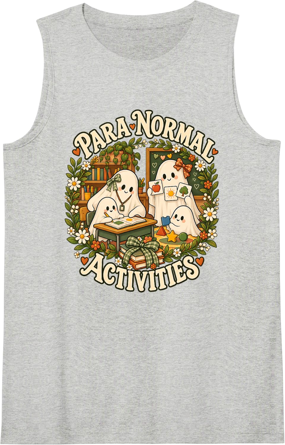 Cute Ghost para Normal Activities School SPED Educator Sleeveless Tank Top - Heather Grey
