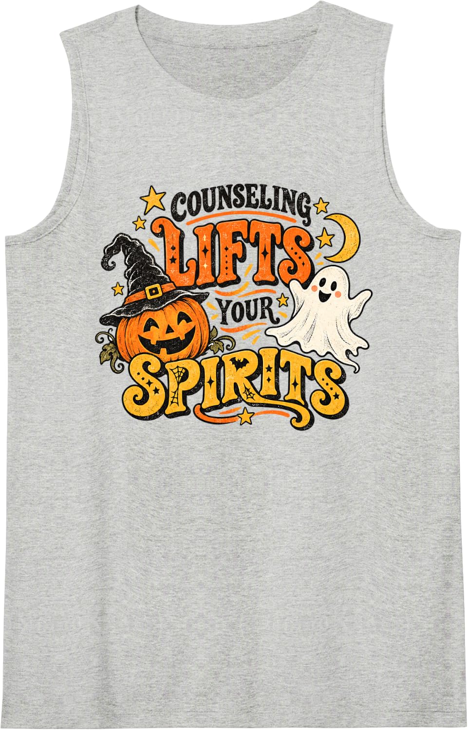 School Counselor Halloween Counseling Lifts Your Spirits Sleeveless Tank Top - Heather Grey