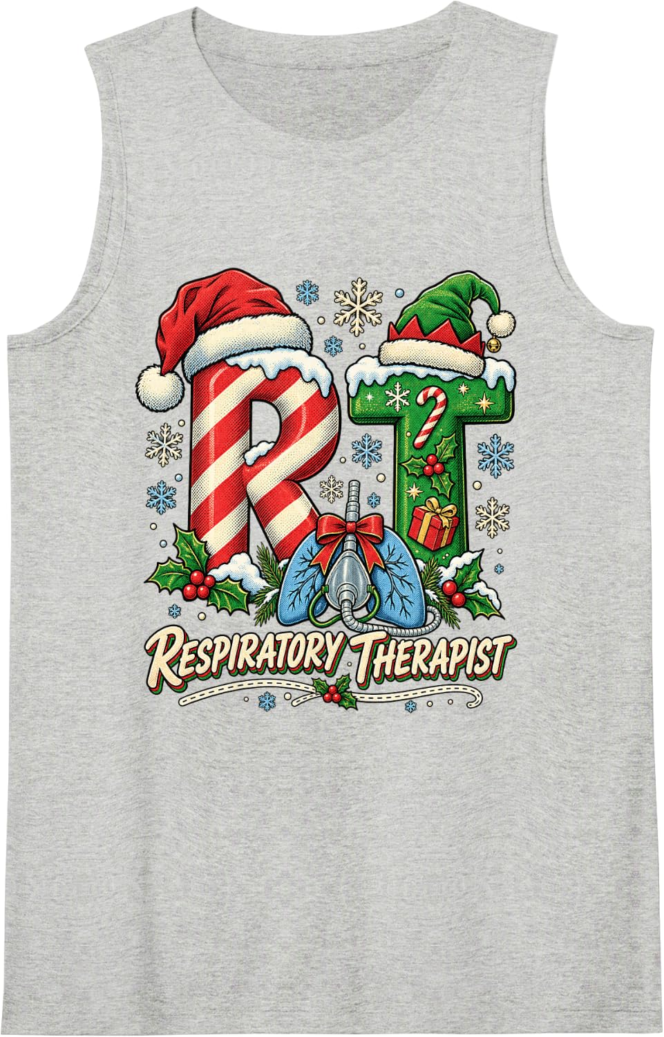 Respiratory Therapist Christmas RT Healthcare Worker Sleeveless Tank Top - Heather Grey