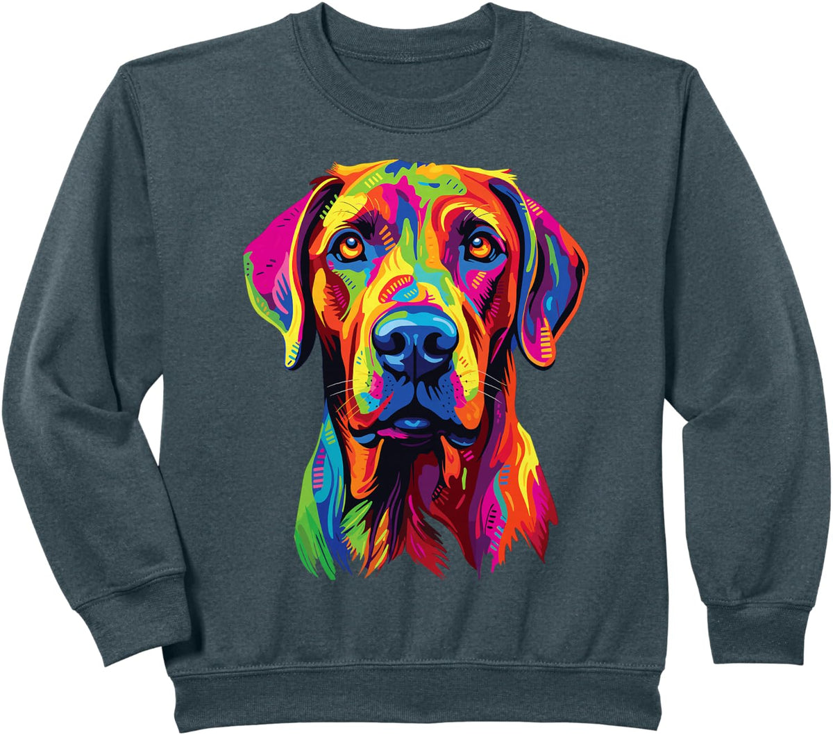 Watercolour Colourful Rhodesian Ridgeback Dogs Sweatshirt - Dark Heather Grey