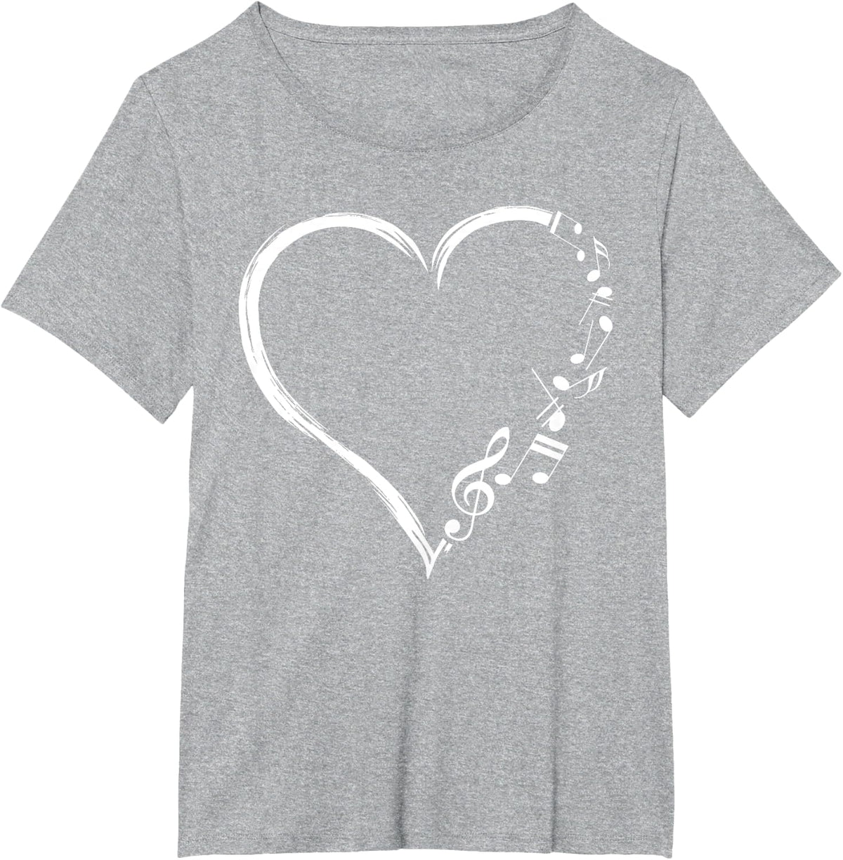 Music Frequency Cute Heart Notes Clef Musicians Music Lover T-Shirt - Heather Grey
