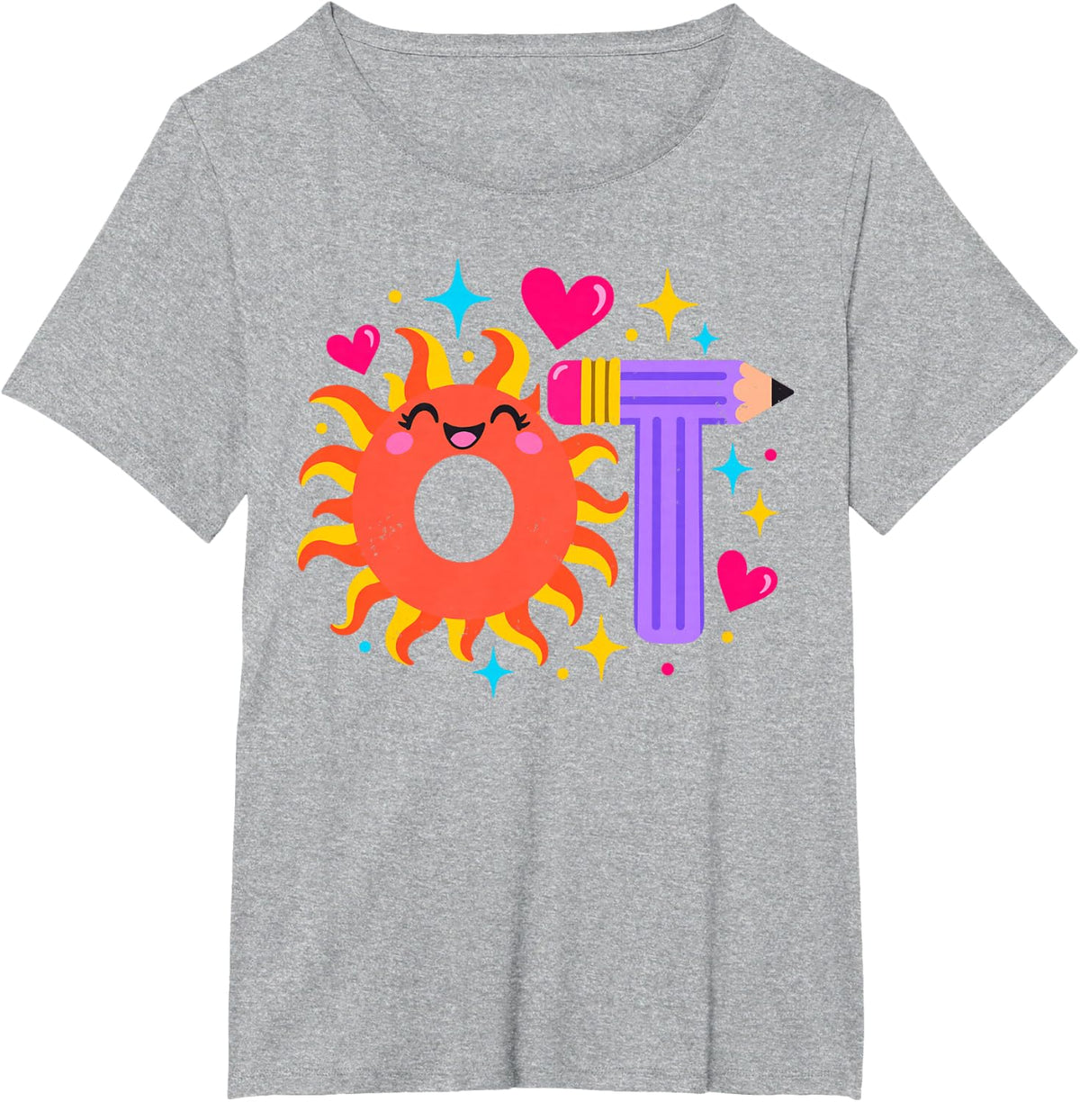OT Colorful Sun Pencil T-Shirt - Heather Grey