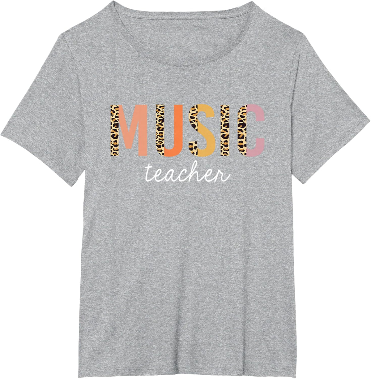 Leopard Music Teacher Cute Back to School Supplies Women T-Shirt - Heather Grey