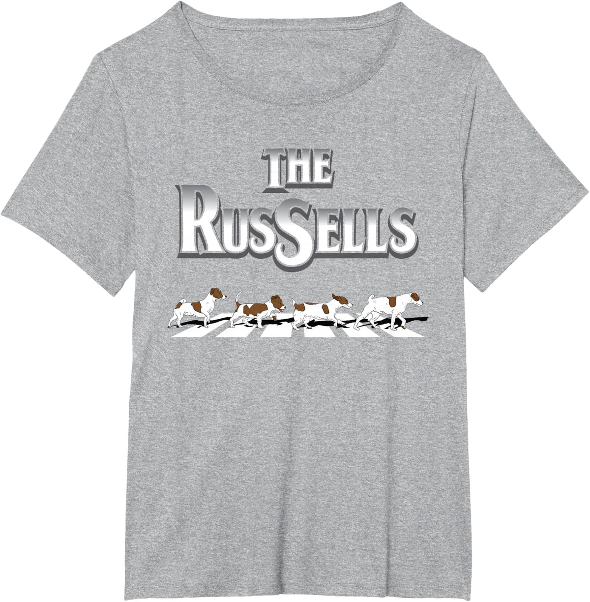 Jack Russells Funny Jack Russell Terrier JRT Dog Crosswalk Men Women Girls Kids T-Shirt - Heather Grey
