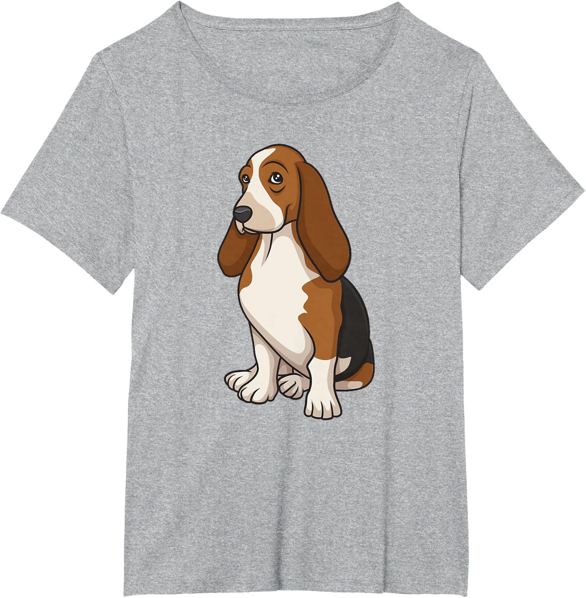 Obedient Basset Hound Sitting T-Shirt - Heather Grey