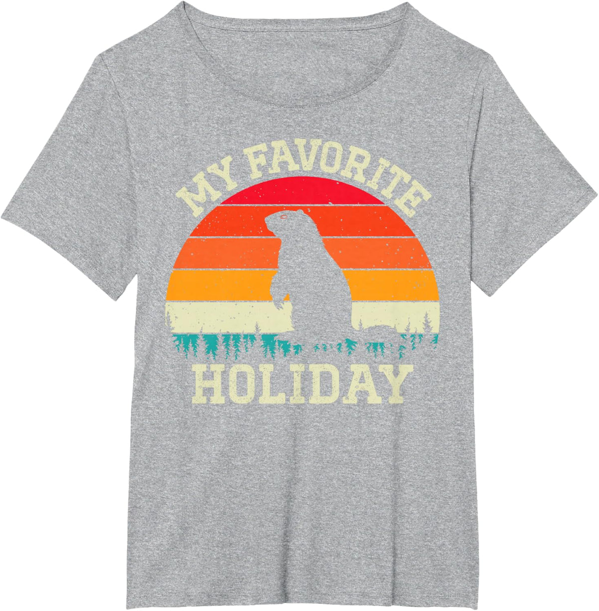 My Favorite Holiday Groundhog Rodents Retro Groundhog Day T-Shirt - Heather Grey
