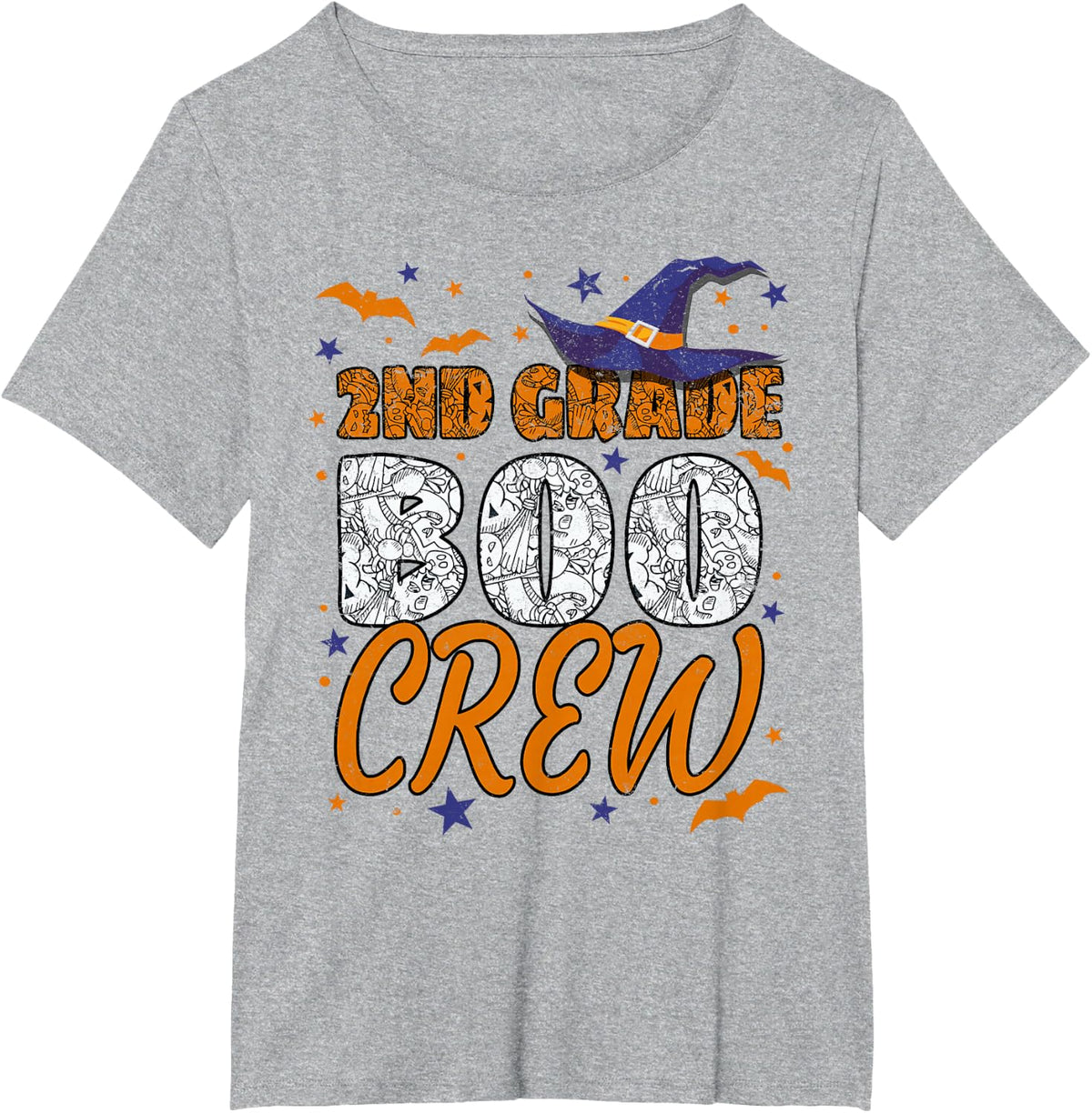 2nd Grade Boo Crew Halloween Second Grader Matching T-Shirt - Heather Grey