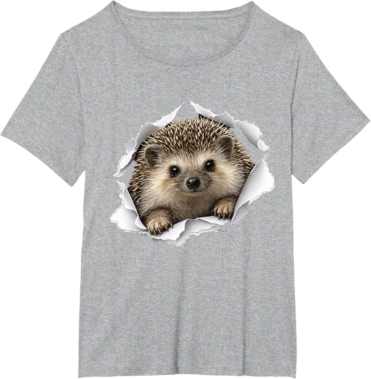 Funny Hedgehog Peeking Cute Zoo Animal Lover T-Shirt - Heather Grey