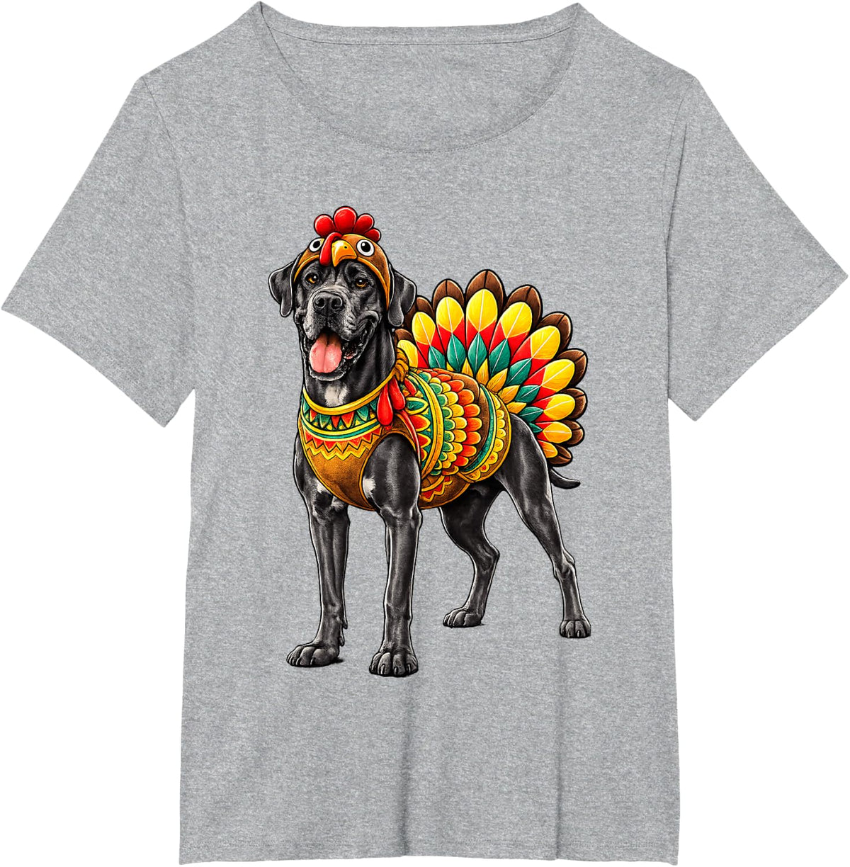 Funny Great Dane Turkey Costume Dog Lover Thanksgiving T-Shirt - Heather Grey