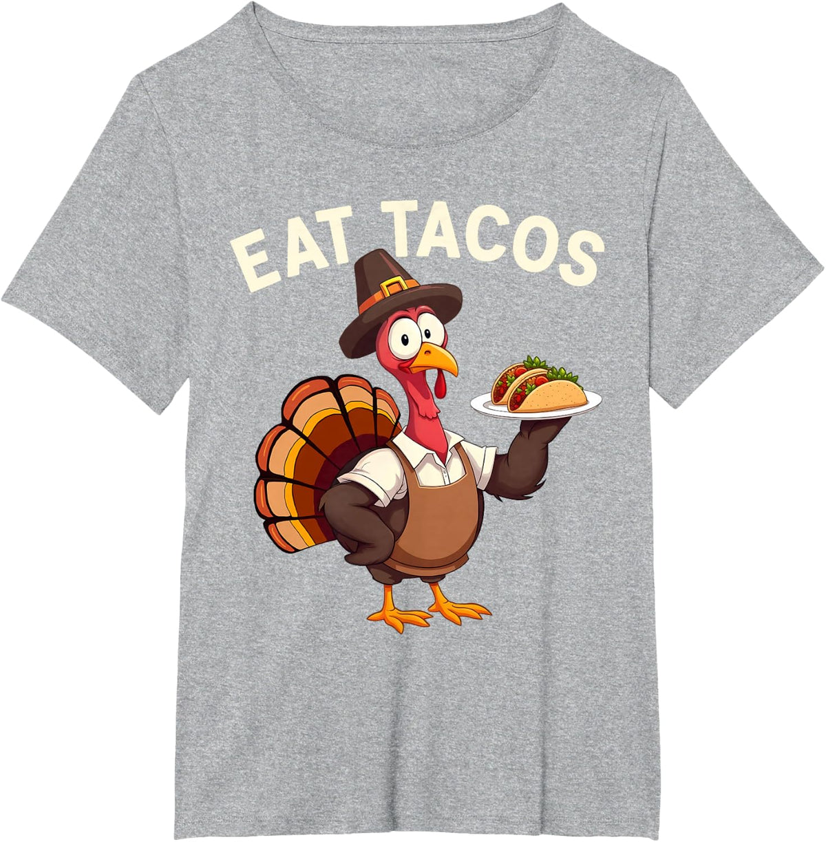 Funny Thanksgiving Turkey Eat Tacos Mexican Thanksgiving T-Shirt - Heather Grey