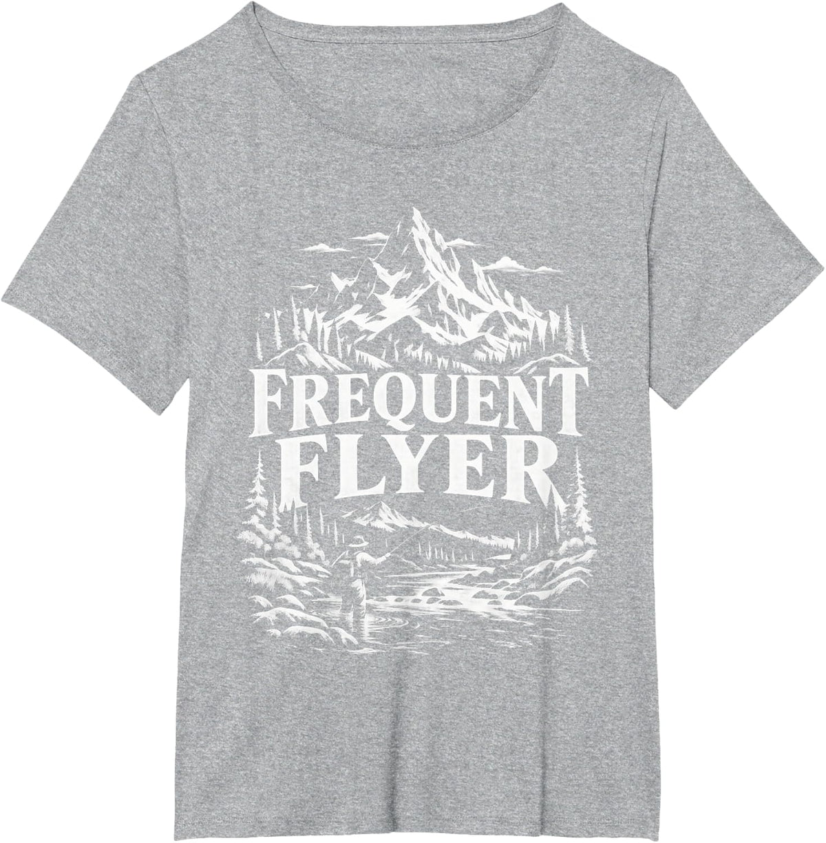 Frequent Flyer Fly Fisher in Mountain River T-Shirt - Heather Grey