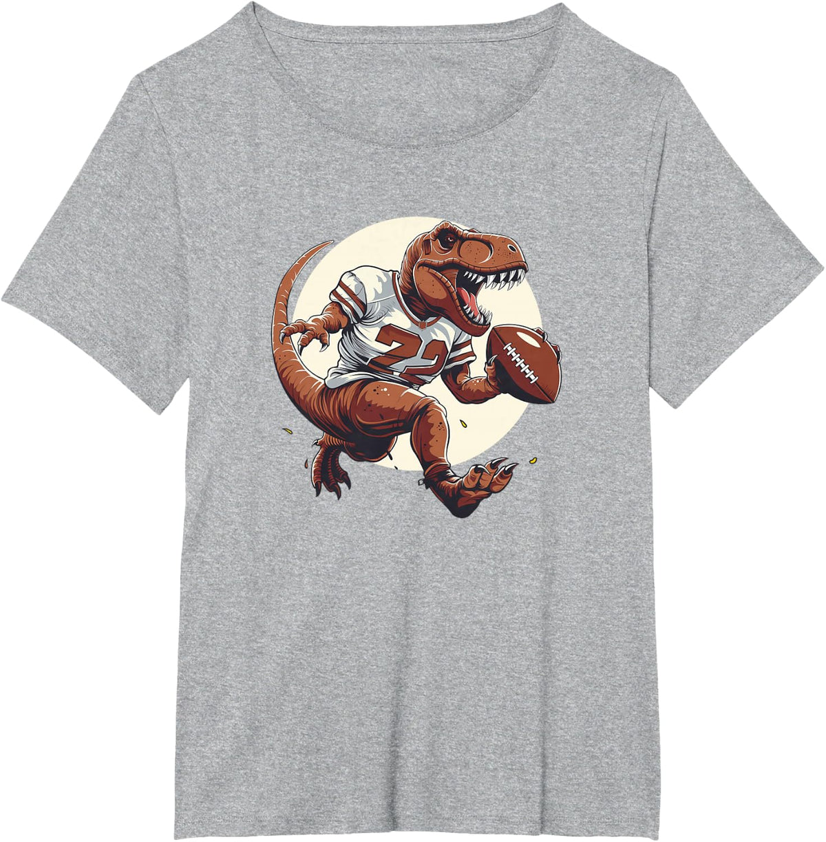 Funny T Rex Football Saurus Player T-Shirt - Heather Grey