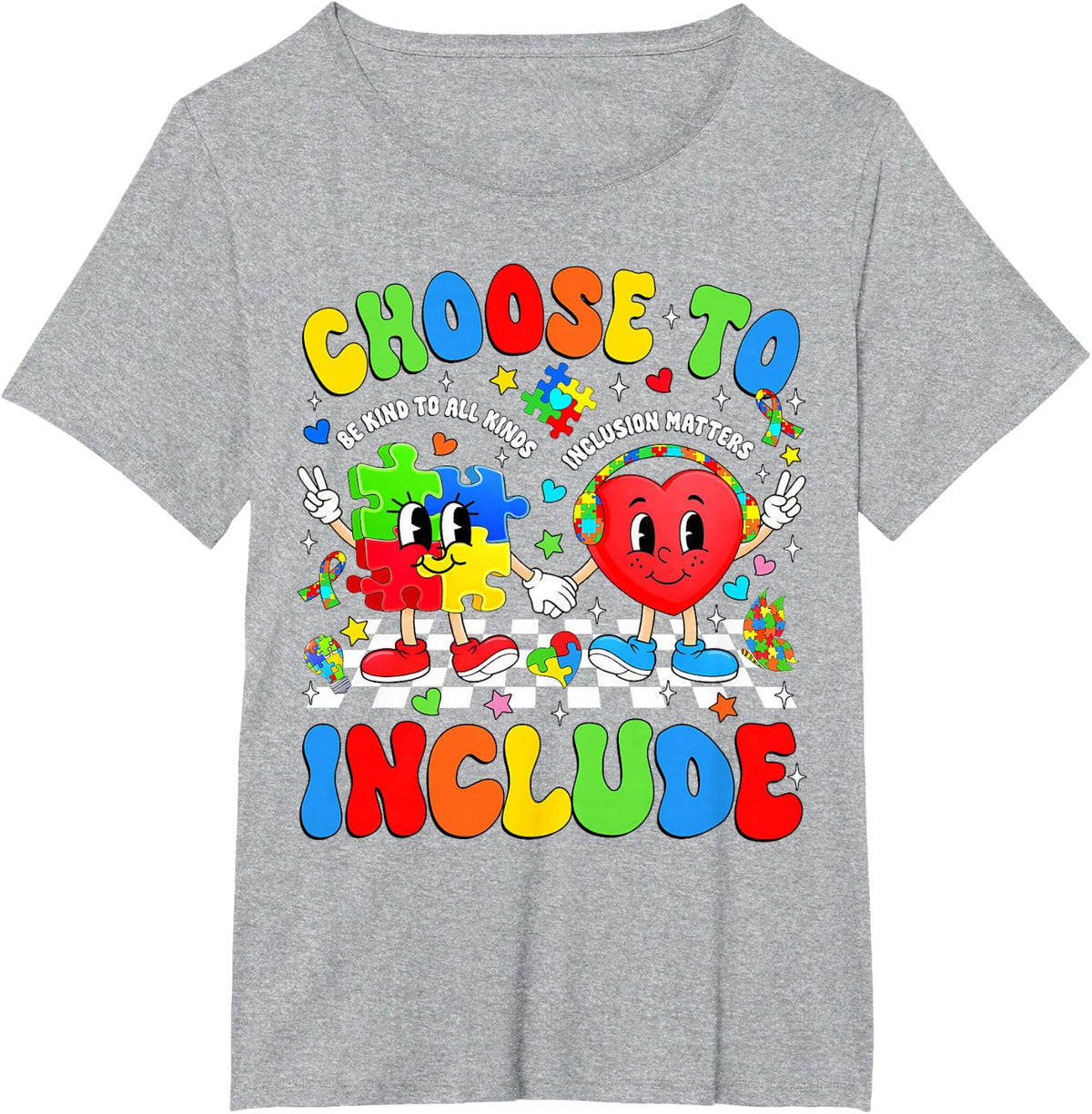 Choose to Include Inclusion Matters Autism Awareness Teacher T-Shirt - Heather Grey
