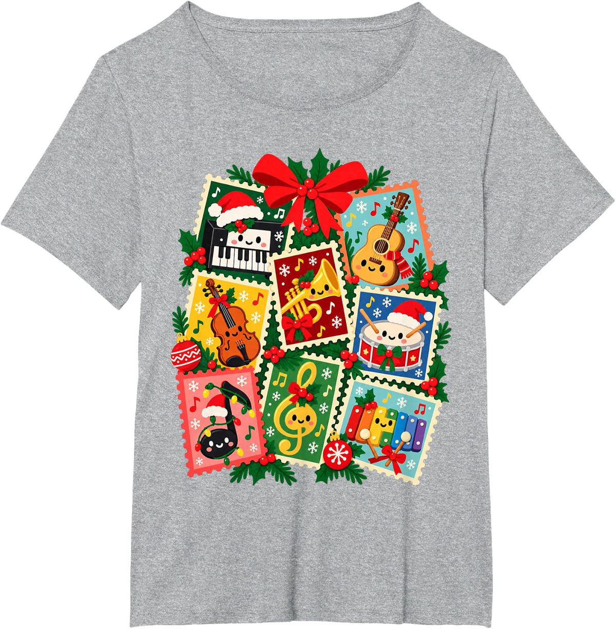 Stamp Collage T-Shirt - Heather Grey