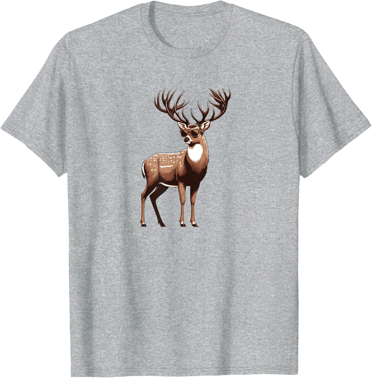 Deer Elk Waring Sunglasses - Funny Hunt Hunter Hunting T-Shirt - Heather Grey