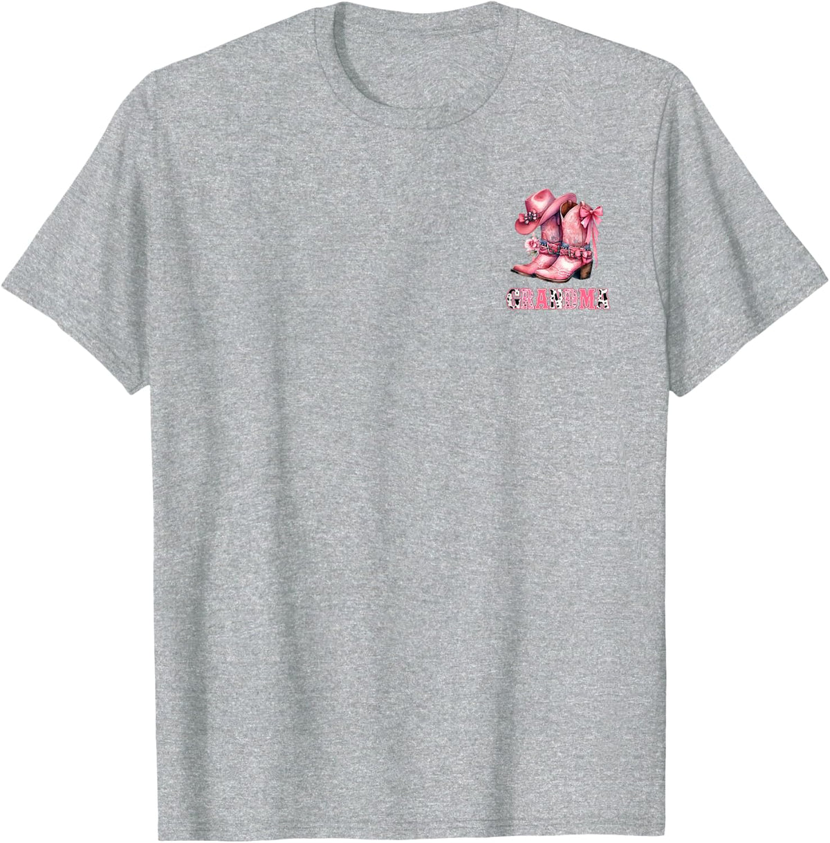 Grandma 1st First Birthday Cowgirl Pink Bow Rodeo Western T-Shirt - Heather Grey