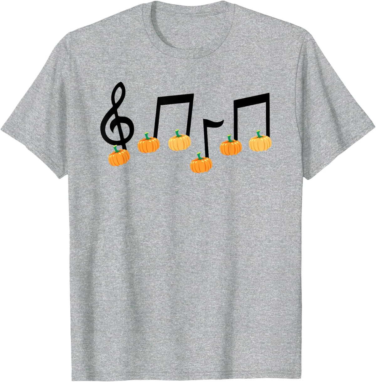 Pumpkin Music Note Fall Music Teacher Halloween Musician T-Shirt - Heather Grey