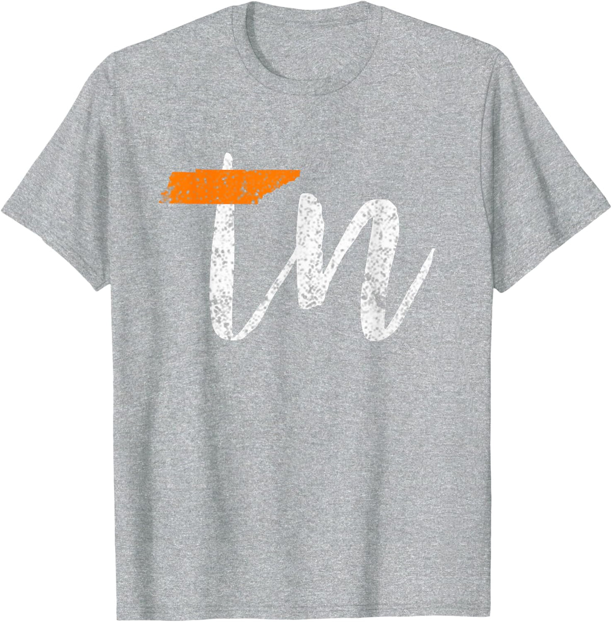 Tennessee State Flag Orange and White Home Distressed T-Shirt - Heather Grey