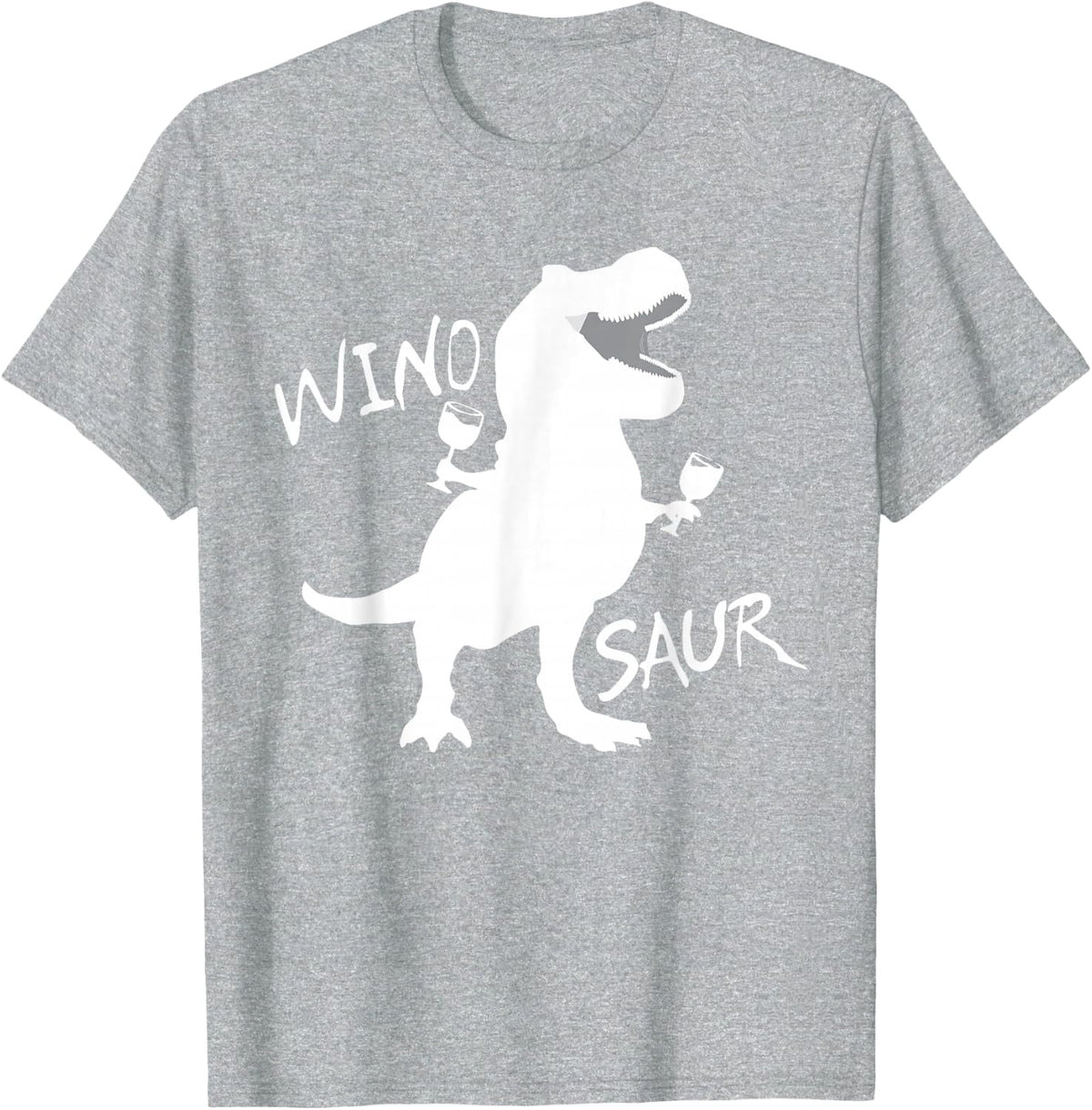 Winosaurus Dinosaur: Wine Drinking Winosaur Shirt T-Shirt - Heather Grey