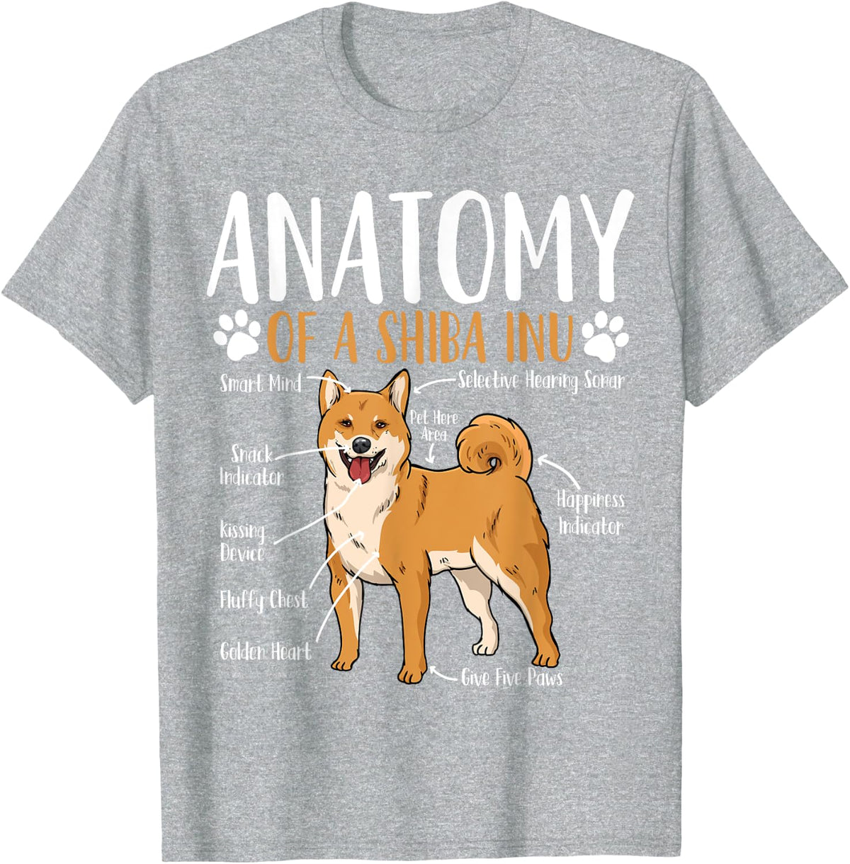 Shiba Inu Dog Anatomy T-Shirt for Men Women Kids - Heather Grey