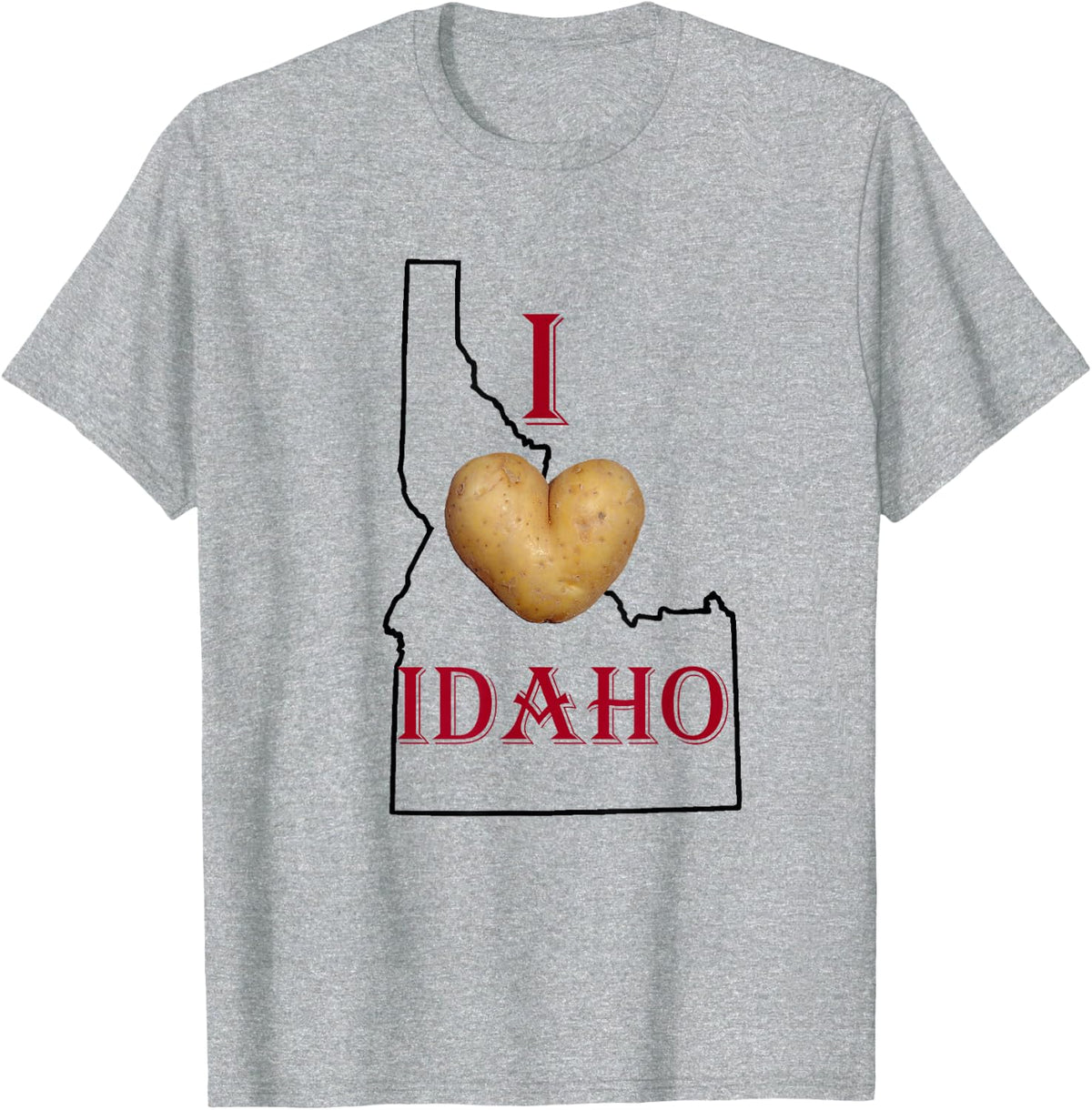 State of Idaho Idahoan Potatoes I Love Idaho Home T-Shirt - Heather Grey