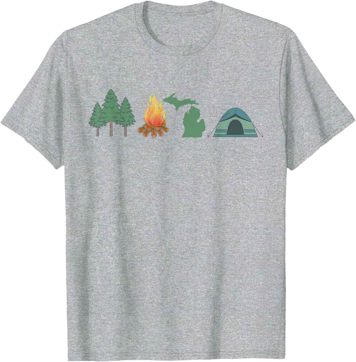 Michigan Camping, Canoeing, and Hiking, Nature T-Shirt T-Shirt - Heather Grey