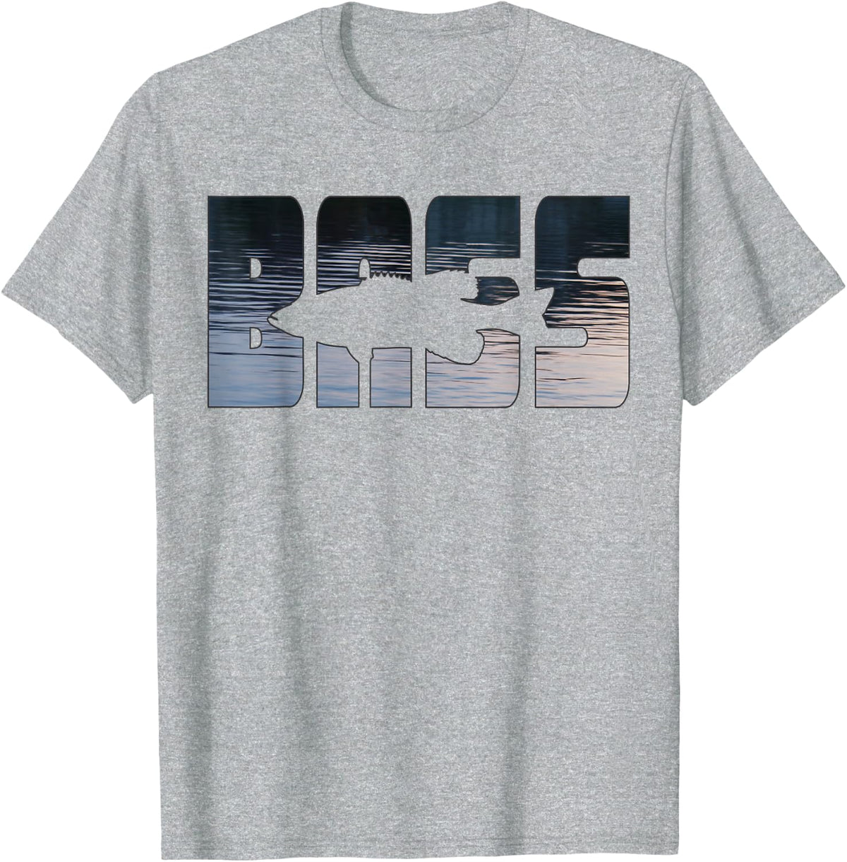 Bass Fishing Lake Scene Bass Angler T-Shirt - Heather Grey