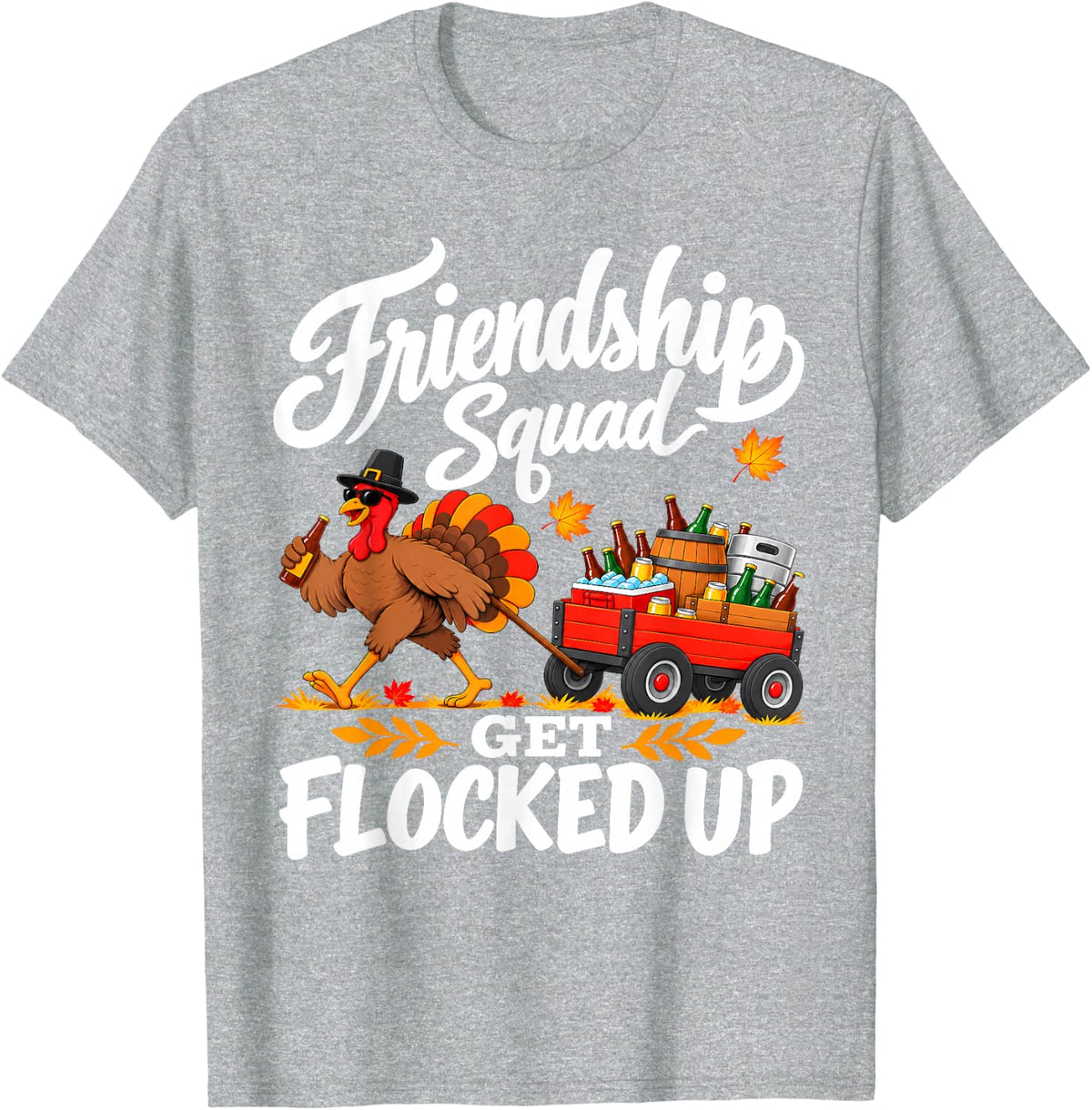 Funny Thanksgiving Turkey Trot Squad Friendsgiving Matching T-Shirt - Heather Grey