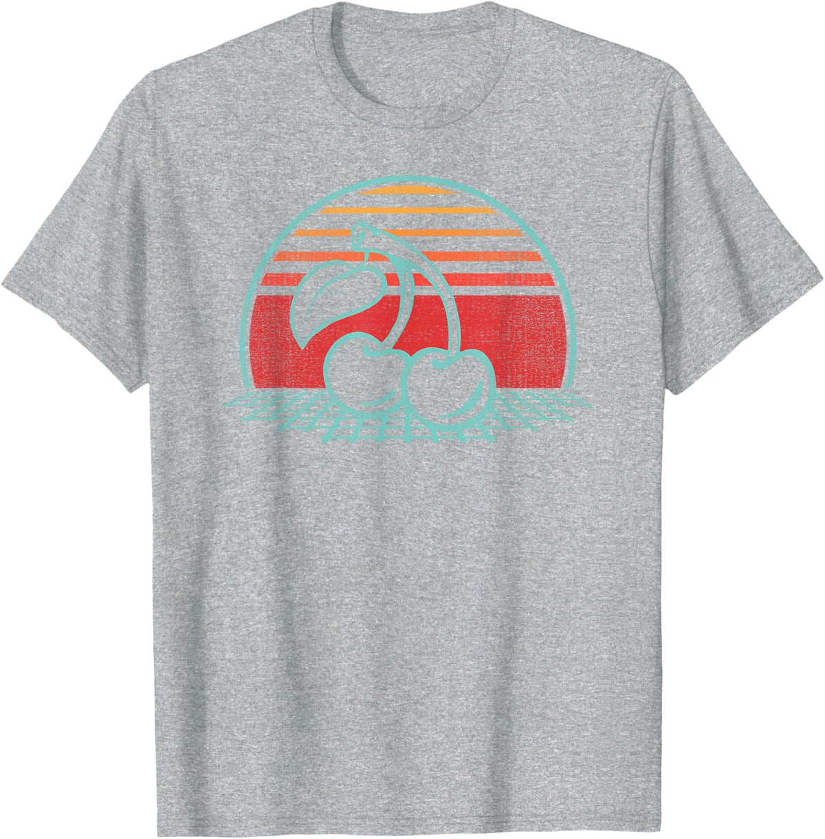 Cherry Retro Cherries Vintage 80s Style Gift T-Shirt - Heather Grey