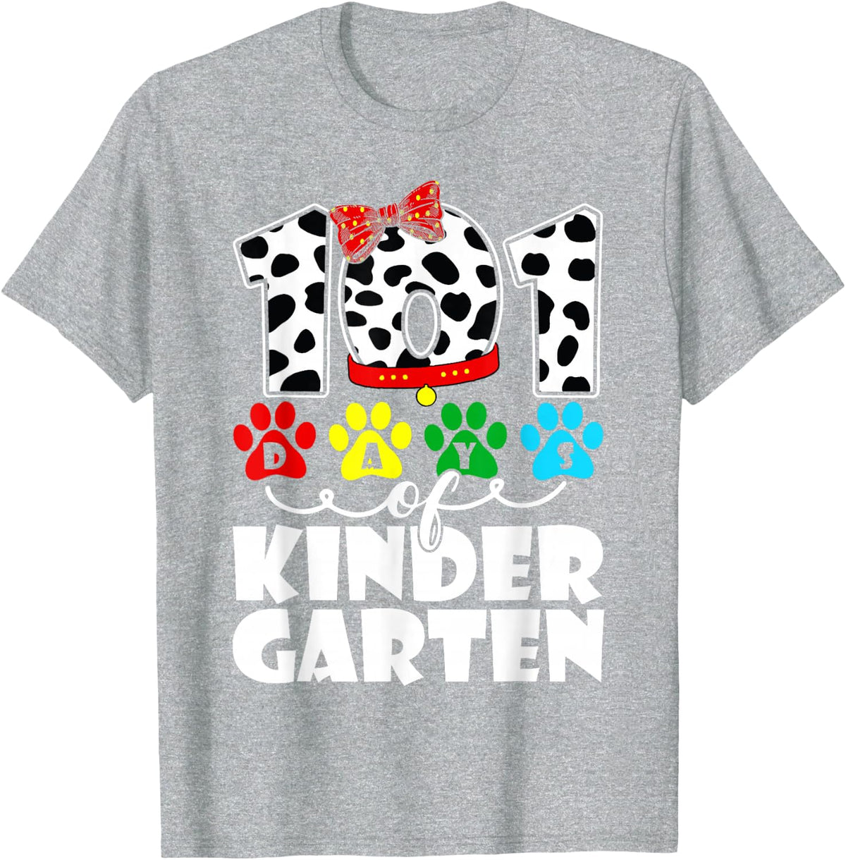 101 Days Kindergarten Cute Dog Lover Student Or Teacher Kids T-Shirt - Heather Grey
