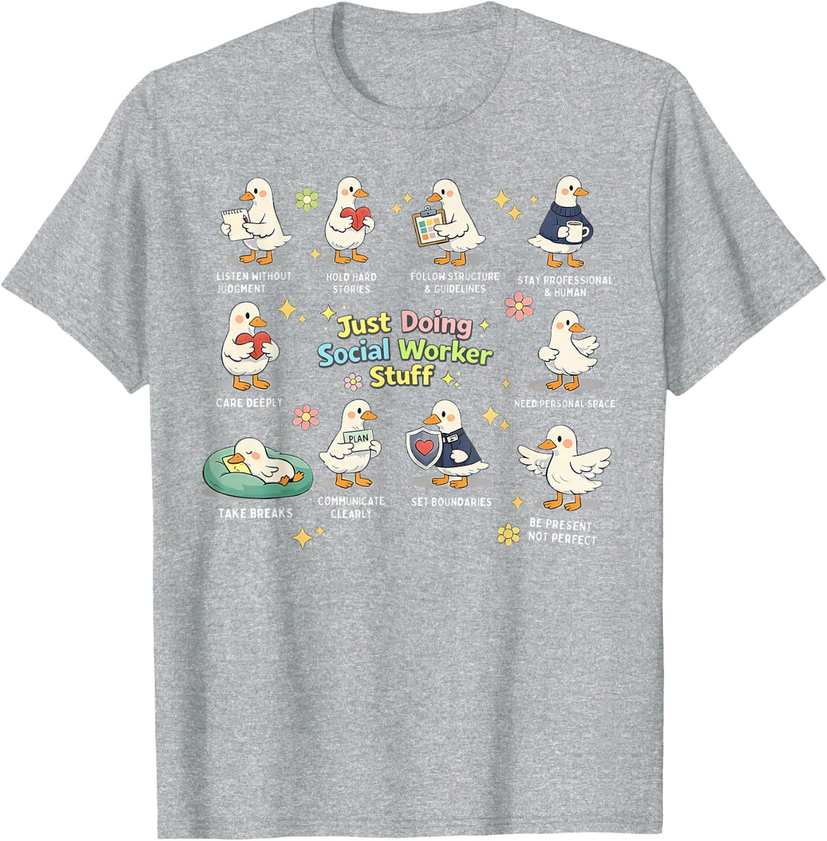 Just Doing Social Worker Stuff Silly Goose Social Work Month T-Shirt - Heather Grey