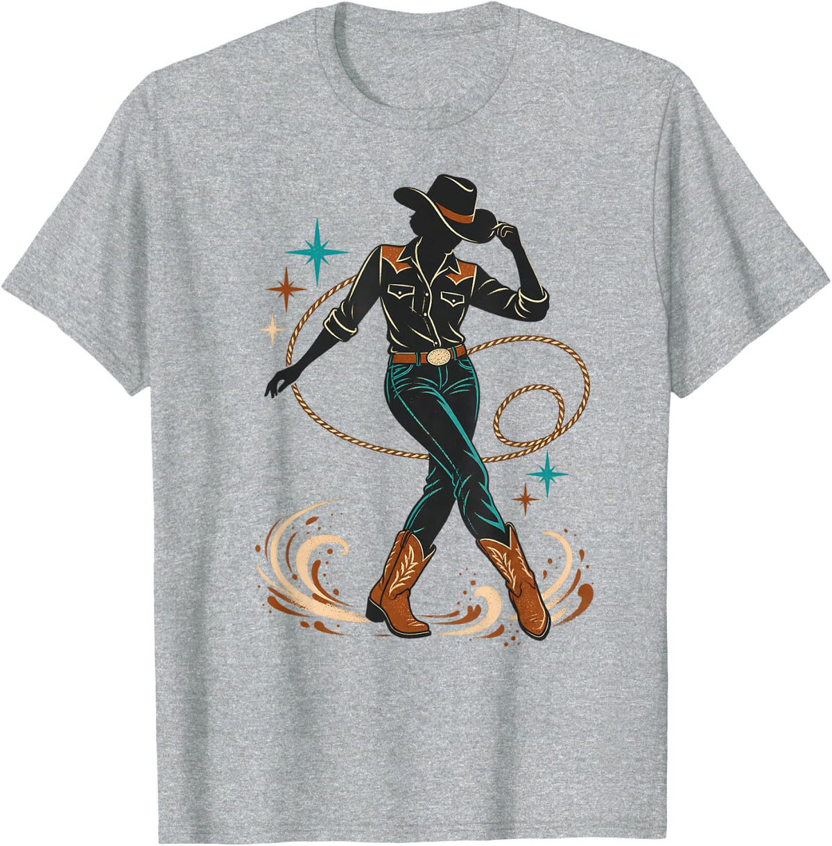 Cowgirl Line Dance Western Dance Boots T-Shirt - Heather Grey