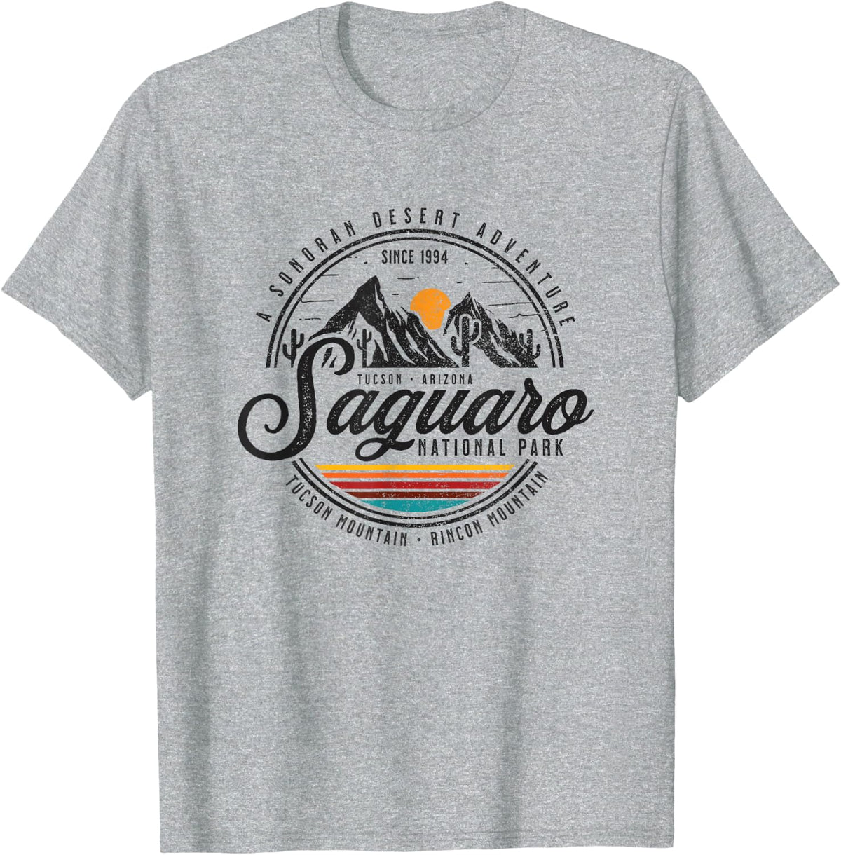 Saguaro National Park Arizona Desert Cactus Vintage Art T-Shirt - Heather Grey
