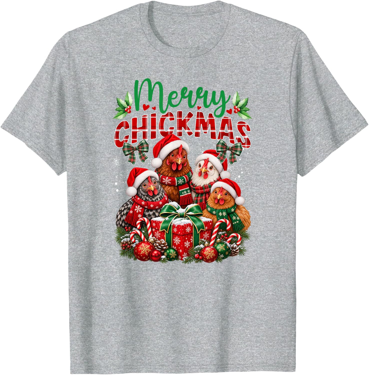Merry Chickmas Chicken Christmas Chicken Xmas Party T-Shirt - Heather Grey