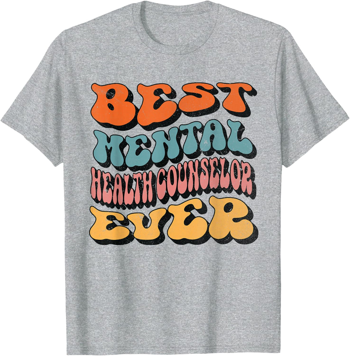 Mental Health Counselor, Groovy Mental Health Counselor T-Shirt - Heather Grey