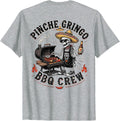 Pinche Gringo BBQ Crew Skeleton Pig Grilling Beer (on Back) T-Shirt - Heather Grey